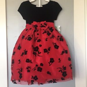 Nannette Girl’s Red Black Bow Dress Sz 5